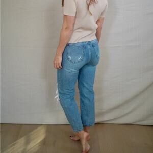 Pistola Cassie Super High Rise Straight Crop – Blossom Distressed